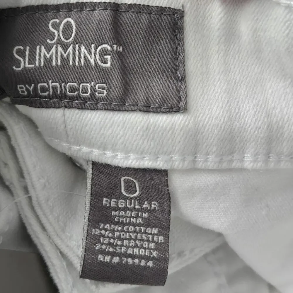 Chico’s So Slimming Slim Straight Leg Jeans White Stretch 0 Size 4 Small NWT - Picture 5 of 12